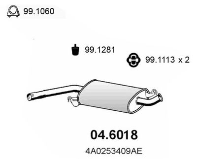 046018 ASSO Средний глушитель выхлопных газов