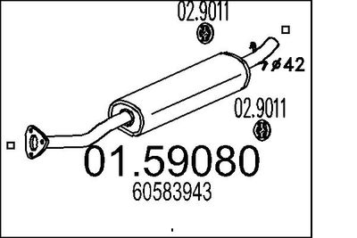 0159080 MTS Средний глушитель выхлопных газов