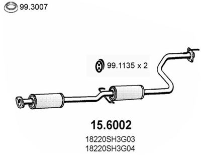 156002 ASSO Средний глушитель выхлопных газов