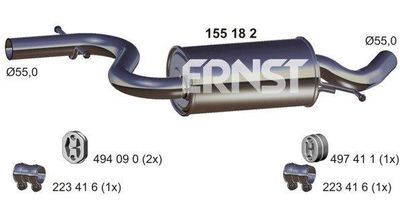 155182 ERNST Средний глушитель выхлопных газов