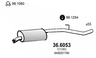 366053 ASSO Средний глушитель выхлопных газов