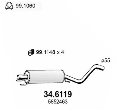 346119 ASSO Средний глушитель выхлопных газов