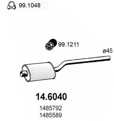 146040 ASSO Средний глушитель выхлопных газов