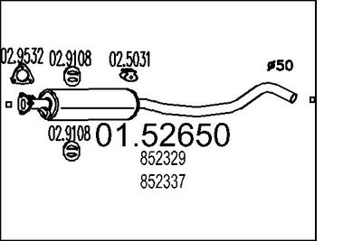 0152650 MTS Средний глушитель выхлопных газов