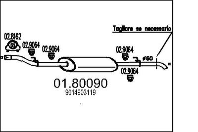 0180090 MTS Средний глушитель выхлопных газов