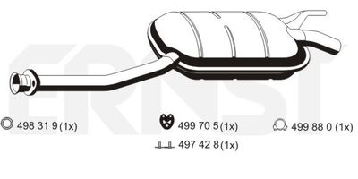 353007 ERNST Средний глушитель выхлопных газов