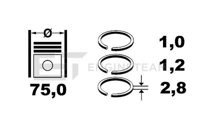 R4000200 ET ENGINETEAM Комплект поршневых колец