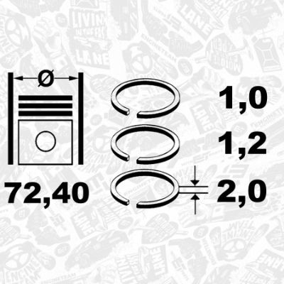 R1012050 ET ENGINETEAM Комплект поршневых колец