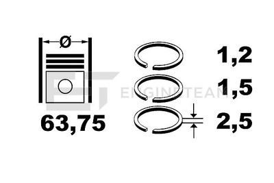 R1000625 ET ENGINETEAM Комплект поршневых колец