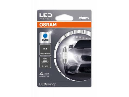 OSRAM LED Standard Retrofit SV8.5-8 31 mm, LED-C5W, interior lighting, 6431BL-01B, Ice Blue, 12 V passenger car, single blister (1 unit) (6431BL01B) Osram 6431BL-01B