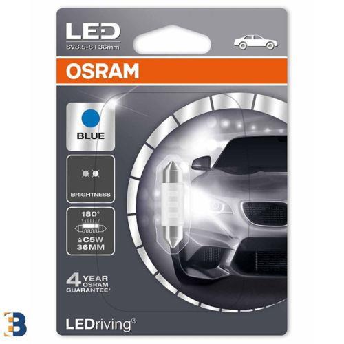 OSRAM LED Standard Retrofit SV8.5-8 36 mm, LED-C5W, interior lighting, 6436CW-01B, Ice Blue, 12 V passenger car, single blister (1 unit) (6436BL01B) Osram 6436BL-01B