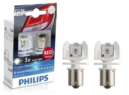 Лампа светодиодная Philips X-treme Vision LED P21W 12V BA15s (2 шт.) (12898RX2) Philips 12898RX2