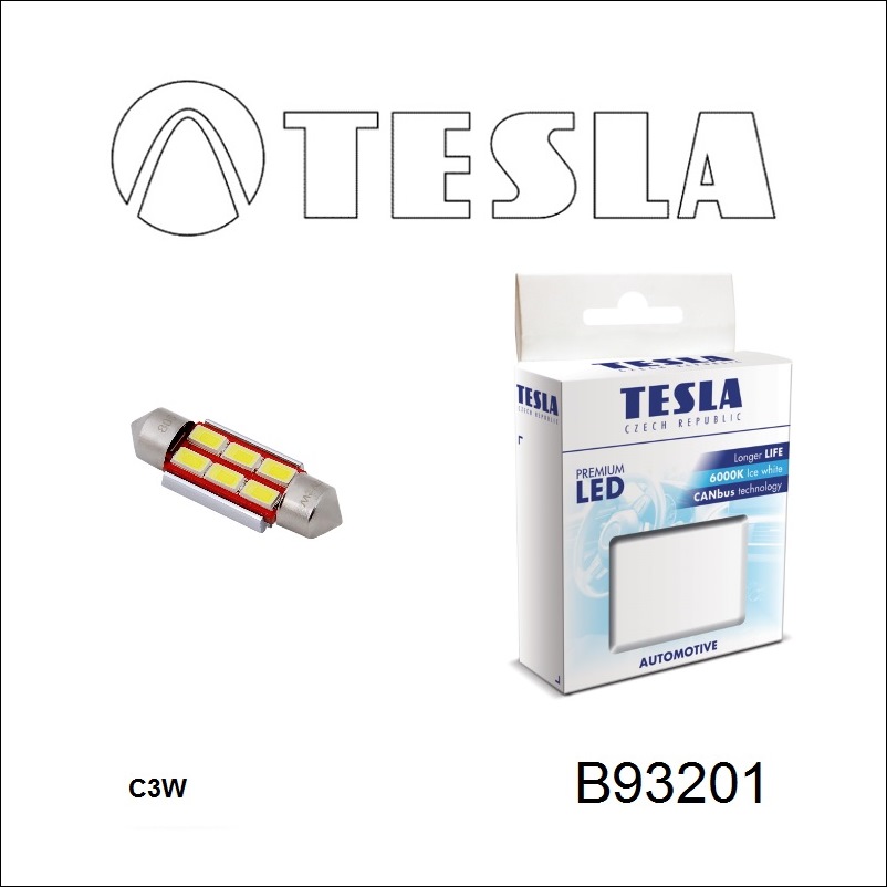 Лампа светодиодная Festoon 33 12V SV8,5 (2 шт.) (B93201) Tesla B93201