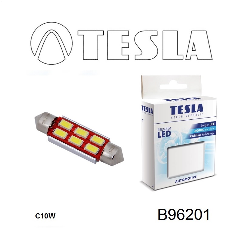 Лампа светодиодная Festoon 41 12V SV8,5 (2 шт.) (B96201) Tesla B96201
