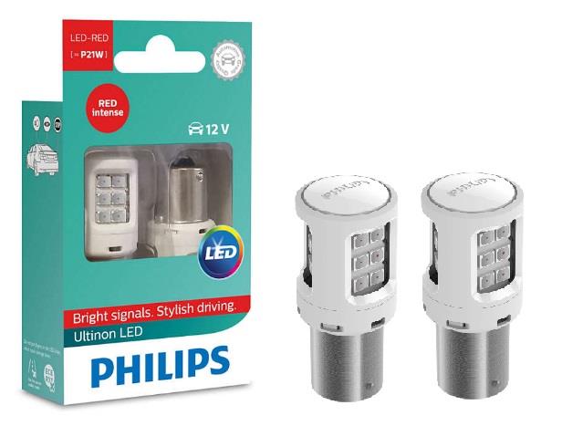 Лампа светодиодная Philips Ultinon LED P21W 12V BA15s (2 шт.) (11498ULRX2) Philips 11498ULRX2