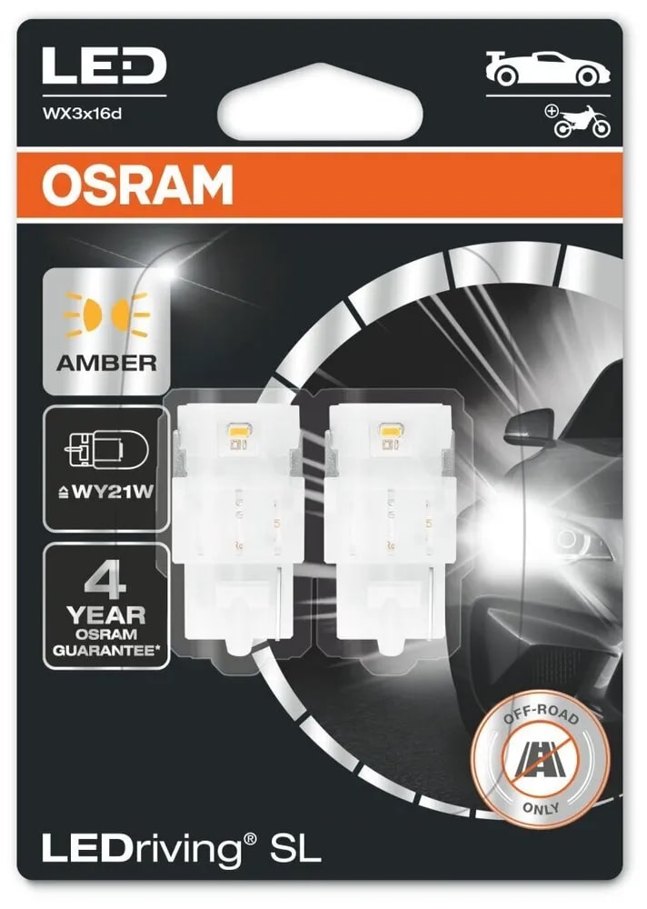 Комплект светодиодных ламп Osram 7504DYP-02B 12V WY21W 1,3W WX3x16d LEDriving SL 2 шт