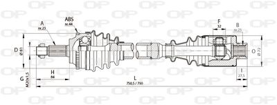 DRS611100 OPEN PARTS Приводной вал