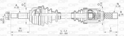 DRS646500 OPEN PARTS Приводной вал