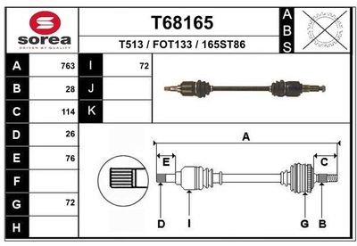 T68165 EAI Приводной вал