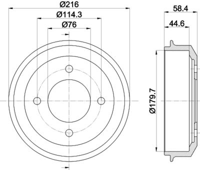 8DT355300861 HELLA Тормозной барабан