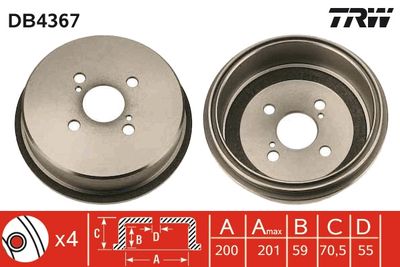 DB4367 TRW Тормозной барабан