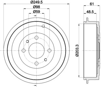 8DT355301421 HELLA PAGID Тормозной барабан