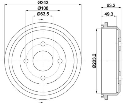 8DT355301291 HELLA Тормозной барабан