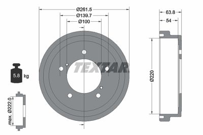 94037800 TEXTAR Тормозной барабан