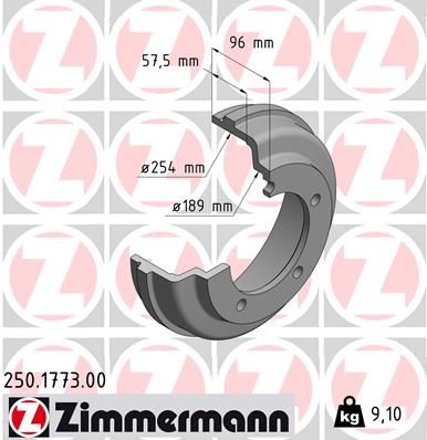 250177300 ZIMMERMANN Тормозной барабан