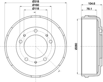 8DT355300451 HELLA Тормозной барабан