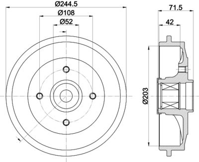 8DT355302741 HELLA Тормозной барабан