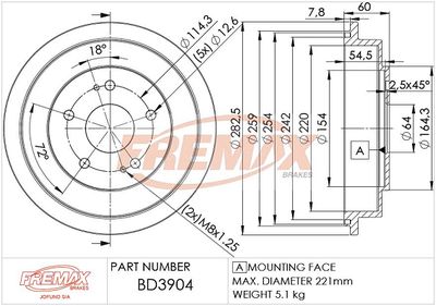 BD3904 FREMAX Тормозной барабан