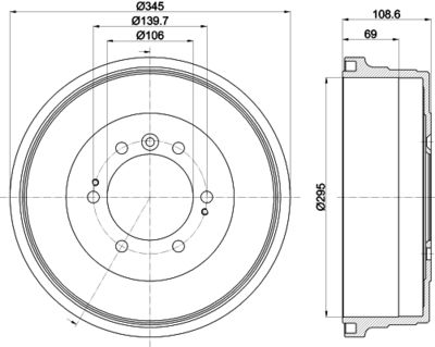 8DT355302921 HELLA Тормозной барабан