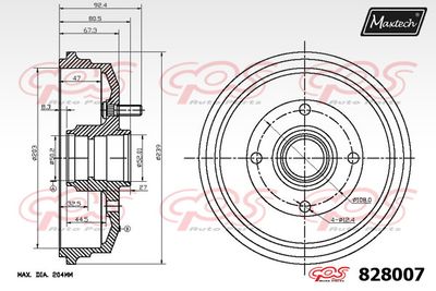 828007 MAXTECH Тормозной барабан