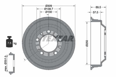 94015700 TEXTAR Тормозной барабан