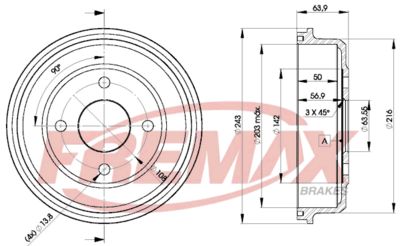 BD6632 FREMAX Тормозной барабан