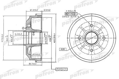 PDR1370 PATRON Тормозной барабан